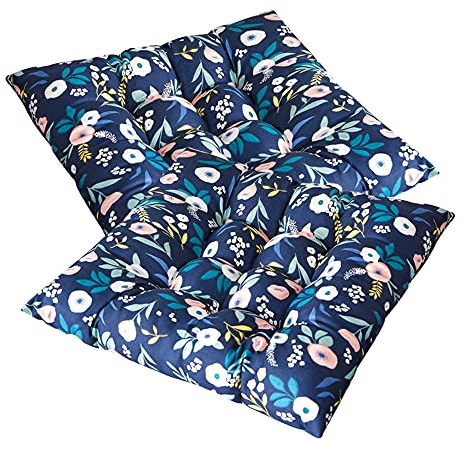 Chickwing Cojines para Silla con Correas de Sujeción, Fruta Estampado Pack 2 Cojín Decorativo de Asiento Cojines Acolchados de sillas para Terraza Jardín Sala Balcón (40x40cm,Azul)