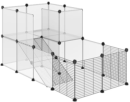 PawHut Enclos pour Petits Animaux Design DIY Cage modulable pour Cochon d'Inde Lapin Chinchillas Petits Animaux domestiques 27 Panneaux Noir