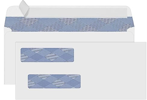 500#8 Self Seal Business Envelopes, PANDRI No.8 Double Window Design for Business and Quickbooks Check(invoice not fit), Documents Secure Mailing - Number 8 Size 3 5/8 X 8 11/16-24LB