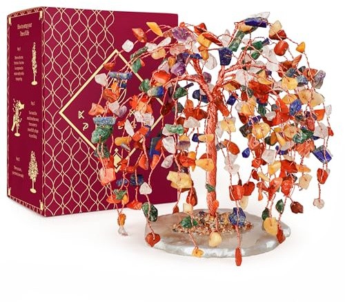 7 Chakra Tree of Life Birthday Gifts for Women, Home and Office Decor, Handmade Crystal Chakra Tree for Money, Positivity, Reiki Healing, Spiritual Good Luck Gifts for Mom & Dad