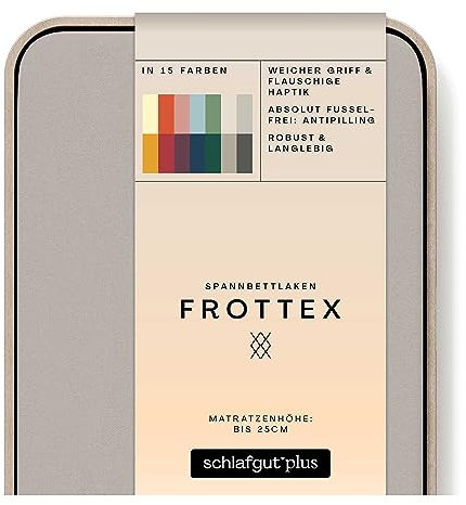 schlafgut Frottex Spannbettlaken 120x200cm bis 130x200cm – Sand Mid - 75% Baumwolle, 25% Polyester, Oeko-TEX Zertifiziert - Matratzenhöhe bis 25 cm