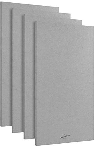AudioSilk Acoustic Panels, 4 Pack ROOM KIT, Large, 116 x 58cm, Mid Grey