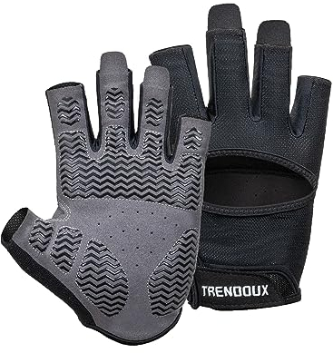TRENDOUX Sport Handschuhe Gym Männer Frauen, Atmungsaktiv Fitness-Handschuhe für Kettlebell Schwarz M