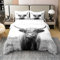 100% Gewaschene Baumwolle Highland Kuh Bettbezug für Cowboy Cowgirl,Bauernhof Tier Milch Bettwäsche Set 200x200,Lustige Nette Kuh Tröster Abdeckung,Wildlife Farm Tier Bett Sets mit 2 Kissenbezüge