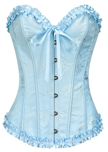 Kelvry Mujeres Sexy Corsé Gótico Bustier Satén Encaje Talla Grande Lencería Vientre Plano, S