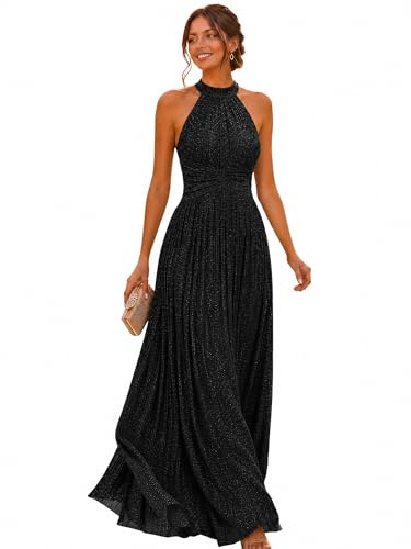 Ever-Pretty Prom Dress Halter Neck Pleated Glittery Formal Evening Dress with Empire Waist 41961