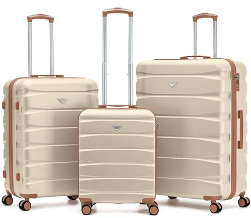 Flight Knight Lot de 3 Valises Legeres Cabine 55 x 40 x 20 cm Taille Maximale Ryanair Priority easyJet Jet2 et 60+ Compagnies avec Valises Grande et XL Soute Coque Rigide ABS Serrure TSA