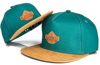 Blackskies® Essentials Snapback Cap Set De 2 Padres E Hijos Look A Juego Gorra De Béisbol Regalo Mini-Me Basecap Papá-Hijo Y Mamá-Hija Azul Verdoso-Marrón - 45-49 cm