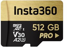 Insta360 Carte mémoire microSD UHS-III V30 A2 pour caméras d'action One X/One X2/X3/X4, One R/One RS, Ace Pro et Sphere 512 Go