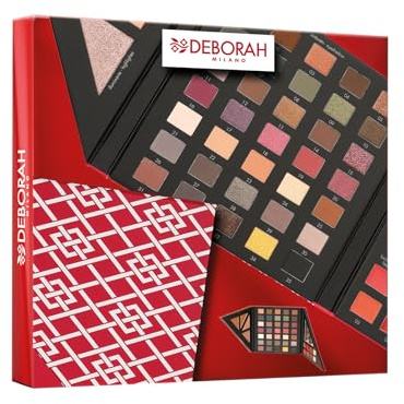Deborah Milano - Trousse Set Regalo Donna Make Up Beauty Gift n.3 Medium Toni Caldi, Include Palette di Ombretti, Gloss, Rossetti e Polveri Viso dai diversi Finish e Colori, in Carta FSC