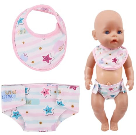 PRAOFRT 2-teiliges Set Puppenzubehör Puppenwindelnfür 36 cm Puppen windeln puppe kleidung Babyspeicheltücher,puppen wickeltasche(A)