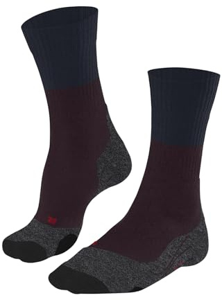 FALKE Men's TK2 Explore M So Wool Thick Anti-Blister 1 Pair Hiking Socks, Red Barolo 8526, 9.5-10.5