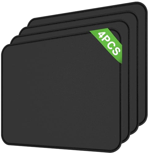 Noxtioanip 4 Pièces Tapis de Souris, 26 x 21 cm Mousepad de Bureau, Mouse Pad avec Base en Caoutchouc Antidérapante, Bords Tissés Durables, pour PC, Ordinateur, Travail, Jeux (Noir)