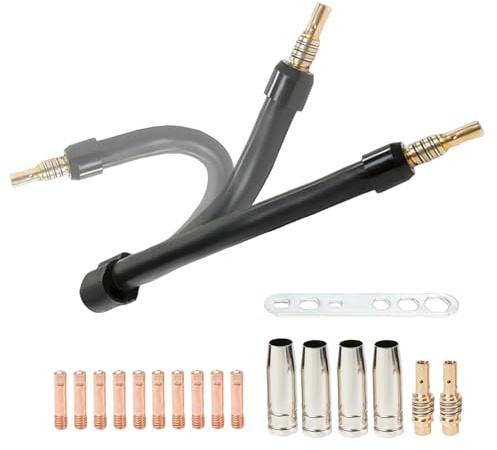 Mig Welding Neck, Flexible Torch Neck for MB15 15AK Welding Gun, Nozzles Contact Tips, 18pcs MIG Welding Torch Accessory Kit Include 4 Gas Nozzles & 2 Gas Diffusers & 10 Mig Tips & 1 Torch Neck
