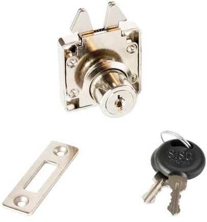 Screw-on roller shutter lock, nickel-plated, design: various locking, 14.01.450-1 for roller shutters, furniture sliding door