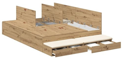 vidaXL Stauraumbettgestell Artisan Eiche 160X200 cm Holzwerkstoff Mit Stauraum Modernes Design Einfacher Aufbau Innen Möbel Lösung Elegant Erwachsenen Organisationsstil Funktional