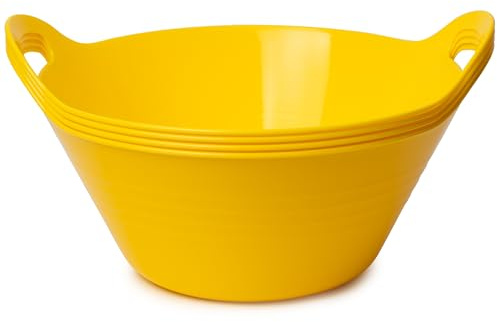 Tiawudi 4 Pack Snack Bowls (4.9L Large), Plastic Serving Bowls for Party, Large Bowls with Handles for Kitchen, Fruit, Cereal, Candy, Salad and Chip, Microwave Safe