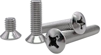 10-50pcs M2 M2.5 M3 M4 M5 M6 A2-70 304 Stainless Steel Cross Recessed Raised Countersunk Head Half Oval Screw Bolt(8mm,10pcs M4)