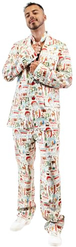 EraSpooky Costume de Noël Homme 3 Pièces Veste, Pantalon et Cravate