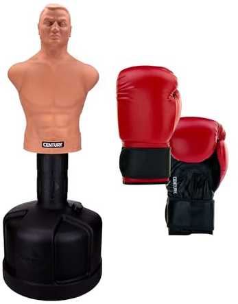 Century BOB Body Opponent Bag | Freestanding Punching Bag Dummy | Adjustable Kickboxing Mannequin | Training Bag for Martial Arts & Boxing - Red Gloves Combo