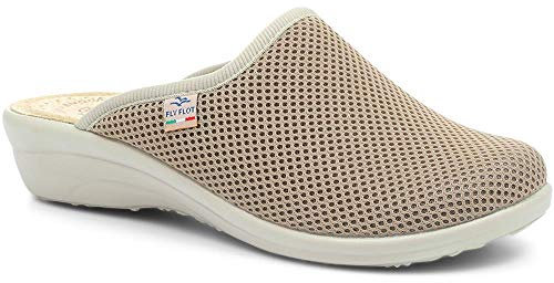 Fly Flot Wide-Fit Anatomic Clogs - Beige Size 8