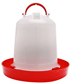 Gemini_mall® Plastic Poultry Drinker Feeder Hen Quail Bantam Chicken Drinker with Handle, 1.5L (1.5L, Red and White)
