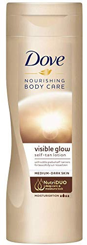 Dove Loción corporal autobronceadora para piel de tono medio a oscuro, Dove Summer Revived que mantiene la hidratación de la piel 400 ml
