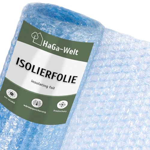 HaGa Lámina aislante – 1,5 m de ancho | 20 m de longitud – Película térmica para invernadero – Protección de invierno para plantas y verduras con lámina granulada – Plástico de burbujas compatible con