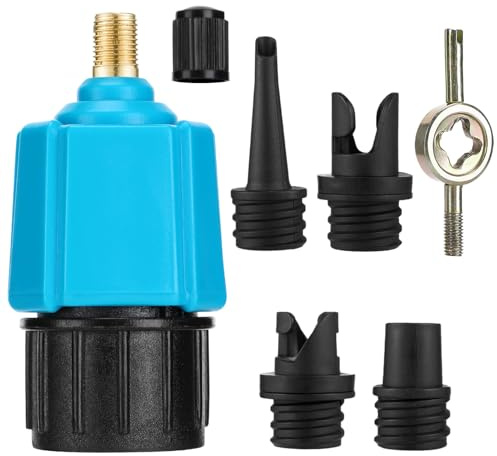 Inflatable SUP Pump Valve Adapter Set - Standard Air Valve Adapter with 4 Nozzles, Air Pump Converter for Kayaking Surfboard Inflatable Bed Boat Stand Up Paddle Board Dinghy