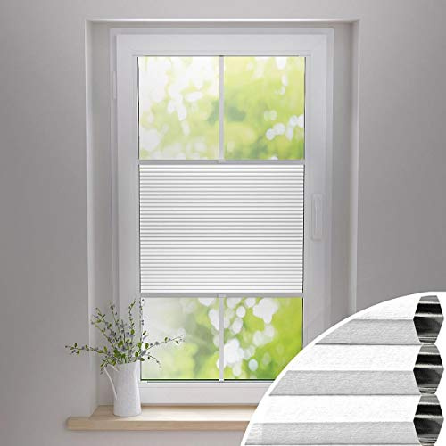 Gardinen21 Thermo Wabenplissee ohne Bohren | Waben-Plissee Klemmfix | Plissee 95x220 für Türen & Fenster | Sonnenschutz, Sichtschutz, Schallschutz, 100% Verdunkelung