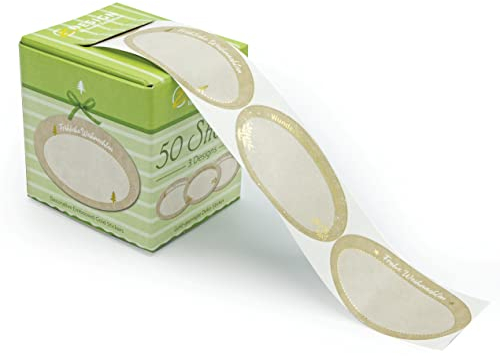 AVERY Zweckform 50 Aufkleber Weihnachten Geschenkaufkleber (Made in Germany, 58x38mm, beschriftbar, Aufkleber Weihnachten, selbstklebende Geschenketiketten, Karten, Tüten) Sticker auf Rolle, 56921