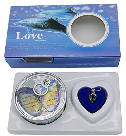 conjunto de ostras de caja de perlas cultivadas de agua dulce, collar de perlas, conjunto de regalo de joyería para cumpleaños de Navidad, año nuevo, caja de collar + cadena de acero inoxidable