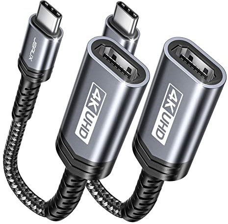 JSAUX USB C to HDMI Adapter 2Pack, 4K USB Type-C to HDMI Female Adapter [Thunderbolt 3] Compatible with MacBook Pro/Air, Surface, Samsung Galaxy S21 S20 Ultra Note 20 10 9 8 S10, Dell XPS 15-Grey