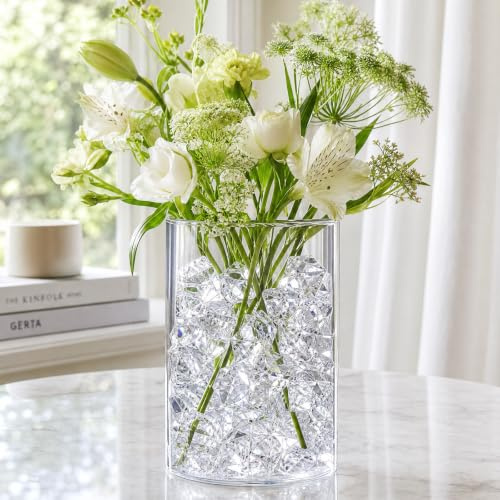 VGOODALL Fake Ice Crystals, Decorative Stones 380Pcs Clear Acrylic Vase Fillers, Plastic Gems for Wedding Table Craft Aquarium