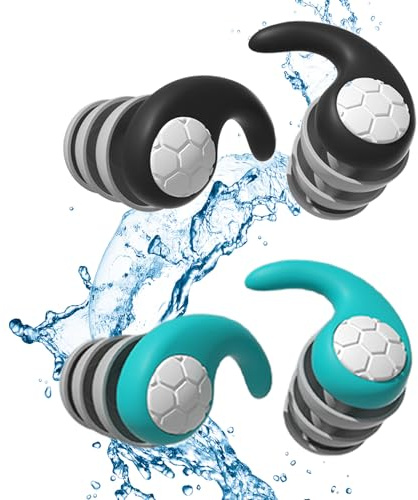 2 Pairs Waterproof Swimming Sleep Noise Reduction Ear Plugs for Adults Reusable Soft Silicone Swim Earplugs Perfect for Surfing Diving Library Lounge