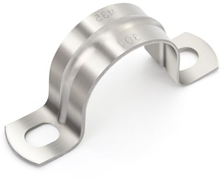 Lot de 10 colliers de serrage robustes de 2,5 cm en FamlTol en forme de U en acier inoxydable 304 pour tuyaux et câbles | Ø 25 mm
