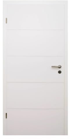 HORI® Zimmertür Komplettset I Weißlack RAL 9010 I inkl. Zarge und Türdrücker I Röhrenspan Eckkante I mit Buntbartschloss oder WC-Schloss I I 1985 x 860 x 200 mm I DIN rechts