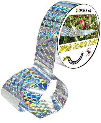 Cintas para ahuyentar pájaros KOKMEYA de 80 metros con cinta reflectante para pájaros, dispositivo para ahuyentar pájaros de doble cara con cinta para ahuyentar pájaros para casa, jardín, patio