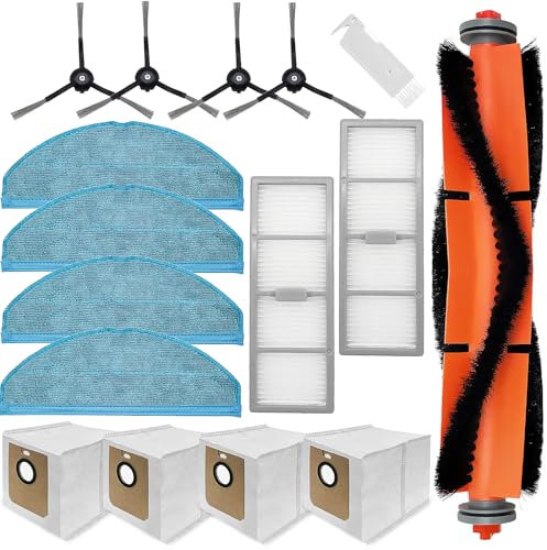 DianSung Zubehör set für Philips Homerun Serie 7000 XU7100/01 XU7100/02 Staubsauger Ersatzteil, Rollenbürste, 4 Wischtücher, 4 Staubbeutel, 4 Seitenbürsten, 2 Filter