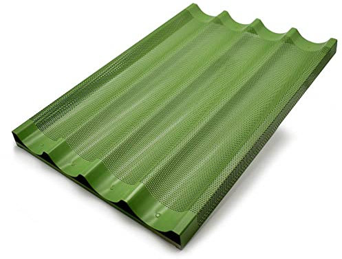Erre4M Plaque de four antiadhésive pour Baguette perforée en aluminium 60 x 40 cm sur traversin