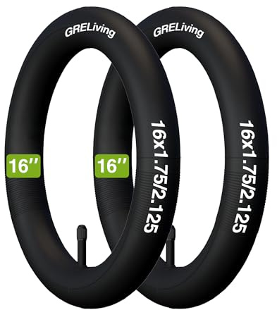 GRELiving 2-pack 16 tum slang 16 x 1,75/2,125 AV35 mm ventil kompatibel 16 tums cykelslang/barncykel/elcykel, e-skoter, slang, 16 x 1,75, 16 x 1,95, 16 x 2,0, 16 x 2,125