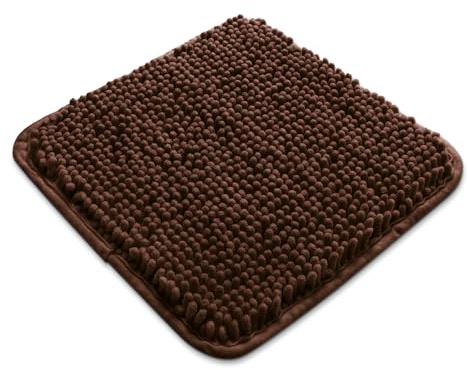Yeaban Mini Alfombras de Baño 30cm x 30cm – Alfombras de Baño de Chenille | Absorbentes y Lavables Alfombra de Baño Antideslizante, Alfombras Suaves y Mullidas para Baño, Ducha, Lavabo (Marrón)
