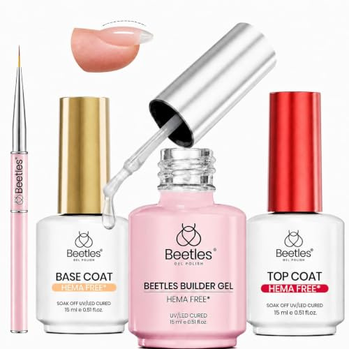 Beetles - Gel constructor sin HEMA con base y capa superior que no se limpia 3 unidades, 15 ml