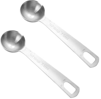 2 Pcs Metal Tablespoon Measuring Spoon, 5ml Spoon with Short Handle, Stainless Steel Tablespoons Scoops, for Coffee Loose Tea Protein Spices Powders and Other Dry Goods