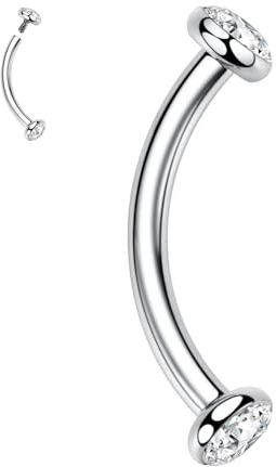 hengkaixuan G23, piercing per sopracciglia, in titanio, per sopracciglia, 16 g, per sopracciglia, per ombelico, per ombelico, per rook, daith, per labbra, per sopracciglia, 6 mm - 12 mm, 16G-8mm