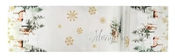 XUCZHAI Camino de Mesa navideño con muñeco de Nieve y Ciervo de Acuarela, Decoraciones de Mesa navideñas for el hogar, Bandera de Mesa navideña(Color2)