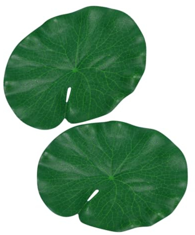 LOORGVEL 2 Stück Künstliche Schwimmende Seerosenblätter Realistische Teichdekoration Langlebigem Eva Wiederverwendbar für Aquarium Gartenteich und DIY Deko Natürlicher Look Fischfreundlich