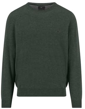 FYNCH-HATTON Jersey de punto fino de mezcla de lana y cachemira con cuello redondo, Dark Ivy, L