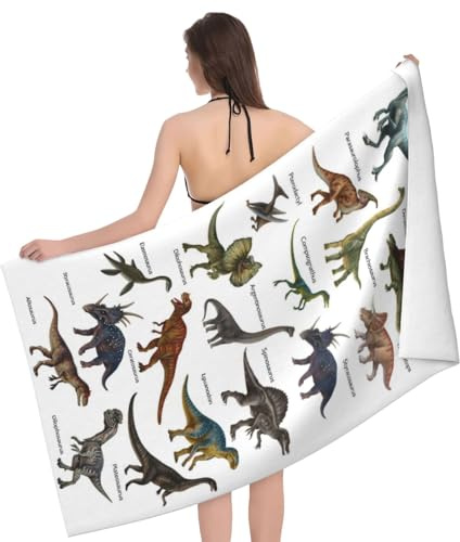 Asciugamano da spiaggia con dinosauro dinosauro, sottile e leggero, in microfibra assorbente ad asciugatura rapida, accessorio per nuoto, yoga, piscina, spiaggia, (stegosauro, dimetrodon, velociraptor