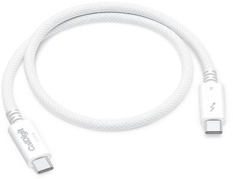 CalDigit Thunderbolt 4 Pro Braided Cable - 40Gbps 240W Power Delivery, Compatible with Thunderbolt 3, Thunderbolt 5, USB4 Type C, MacBook Pro, iMac, iPhone 17 (Pro 0.5m Thunderbolt 4/USB4, White)